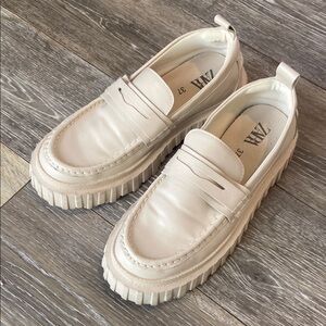 Zara Platform Cream Loafers